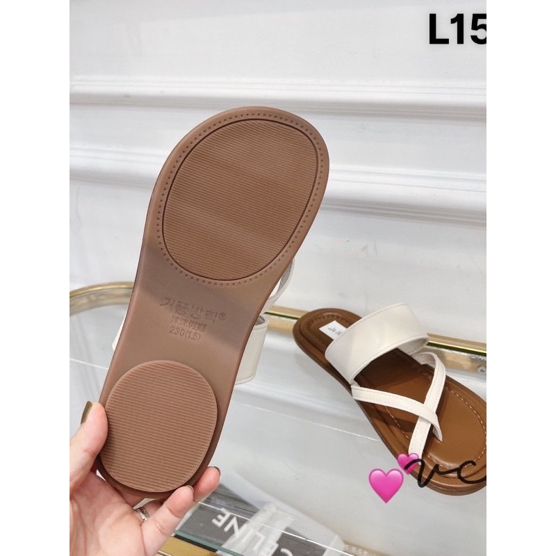 Mã L15 Dép nữ xỏ ngón quai chéo da mềm êm chân hàng qc fullbox