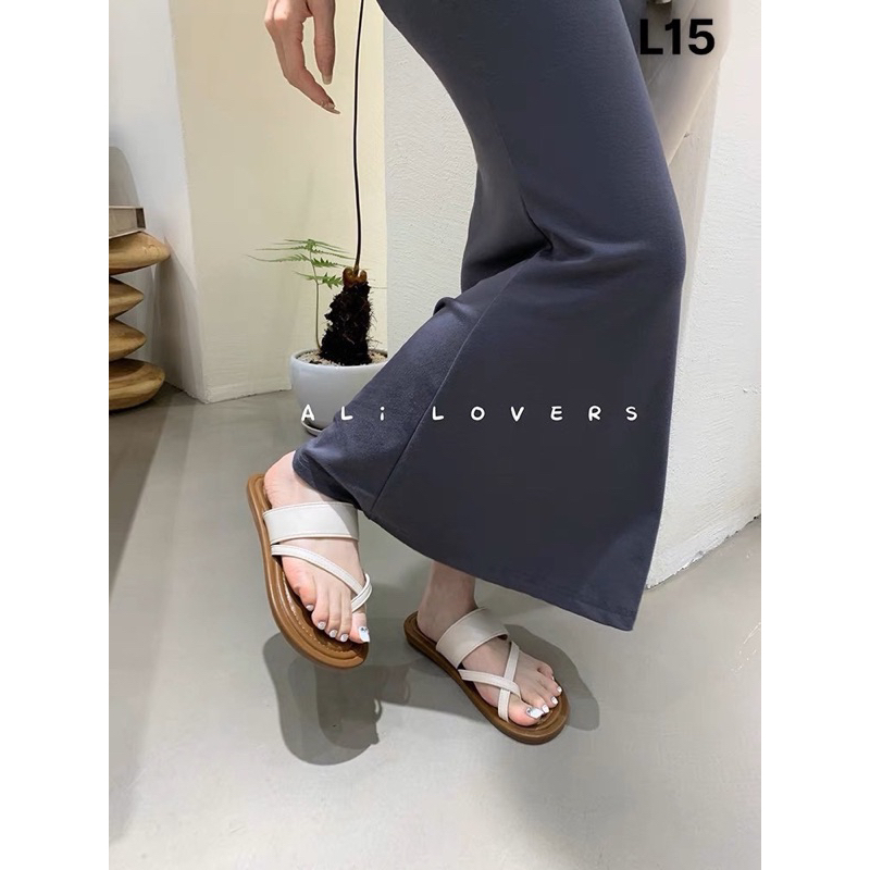 Mã L15 Dép nữ xỏ ngón quai chéo da mềm êm chân hàng qc fullbox