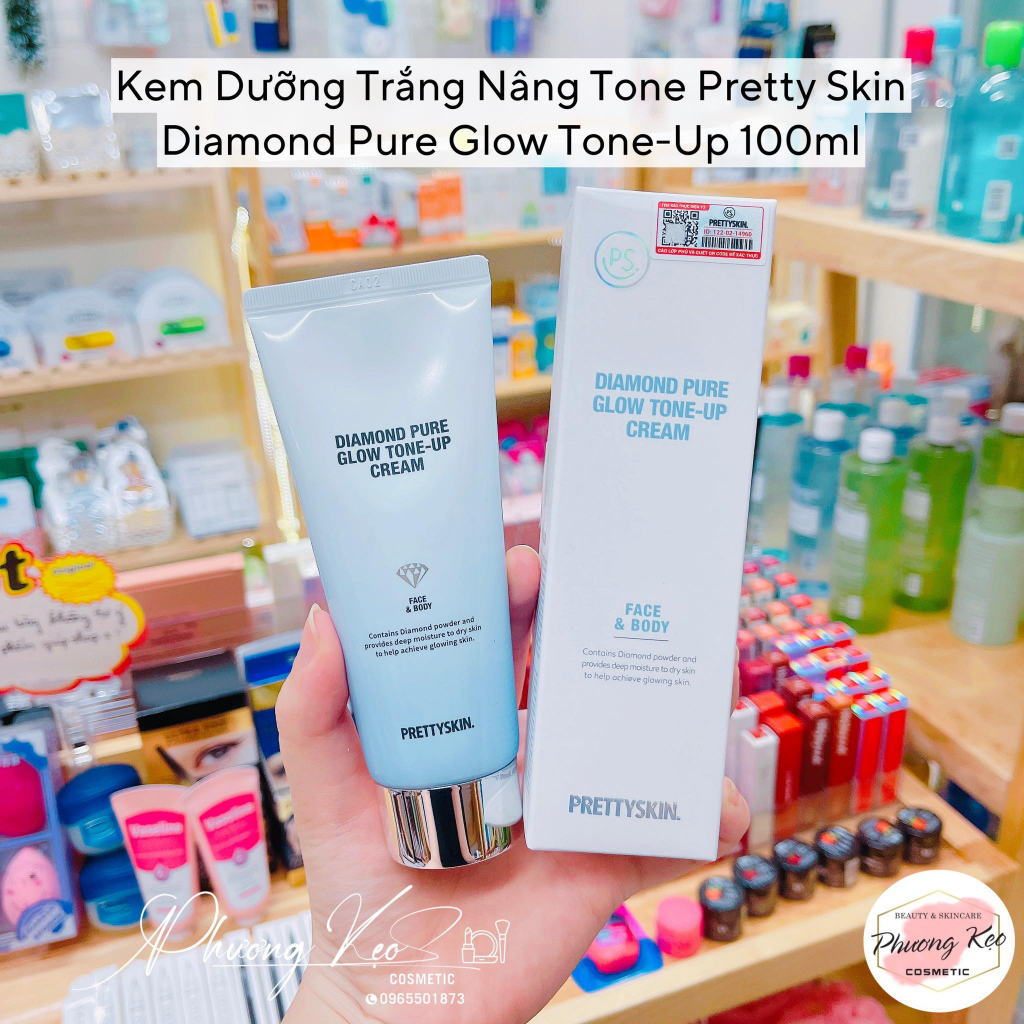 Kem Dưỡng Trắng Nâng Tone Face & Body Pretty Skin Diamond Pure Glow Tone-Up Cream 100ml