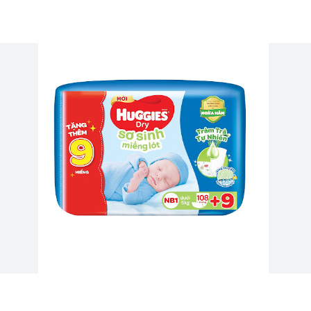 Miếng lót Sơ Sinh Huggies Newborn 1_108/Newborn 2_60 (hàng tặng kèm tùy thời điểm khuyến mãi)