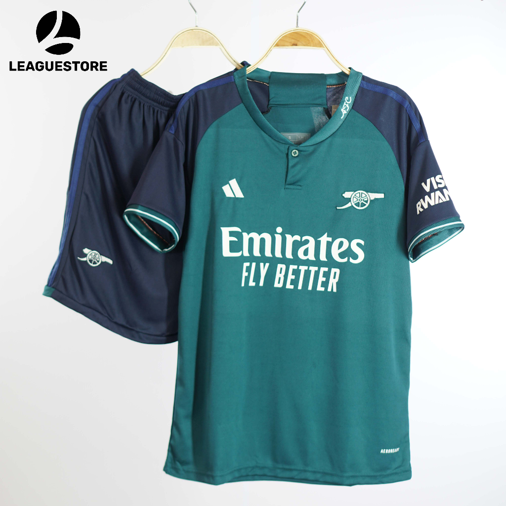Áo Arsenal Leaguestore - bộ quần áo bóng đá thể thao sân khách ARS màu xanh than form âu mùa 23/24