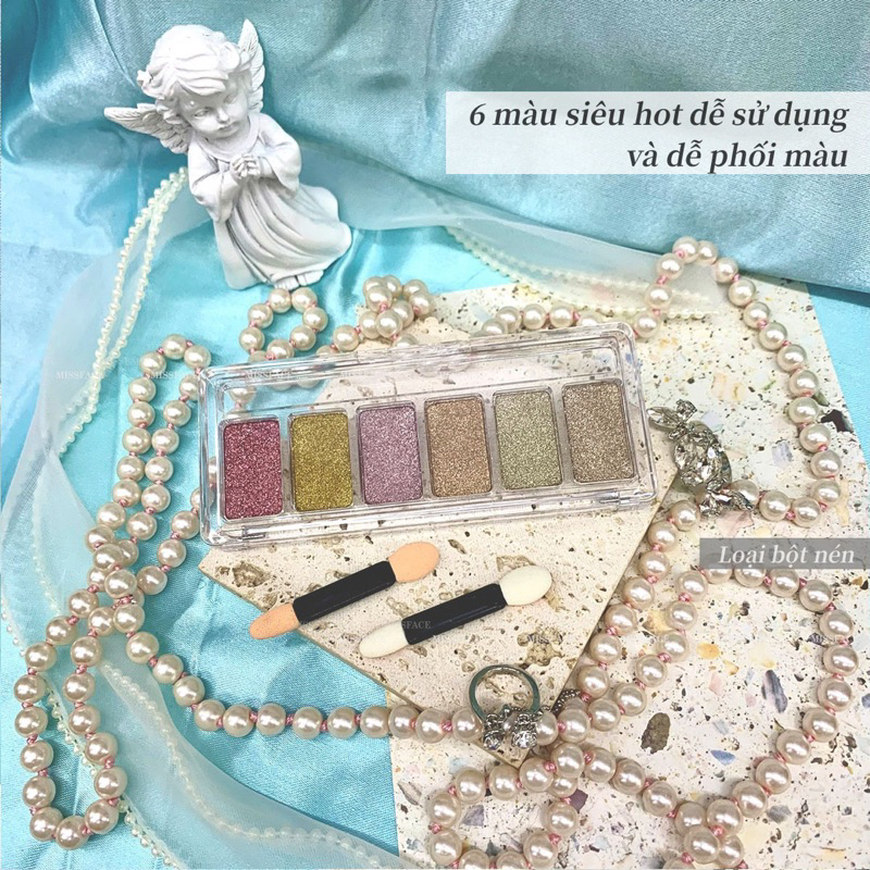 Set tráng gương 6 màu - Bột chà tráng gương sét 6 hũ các màu chuyên dùng làm móng nail