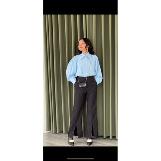SAP-Sơ mi linen cổ vạt tay cánh dơi