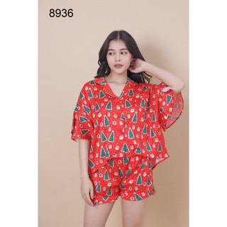 Set bộ đùi lụa cánh tiên họa tiết cây thông 8936