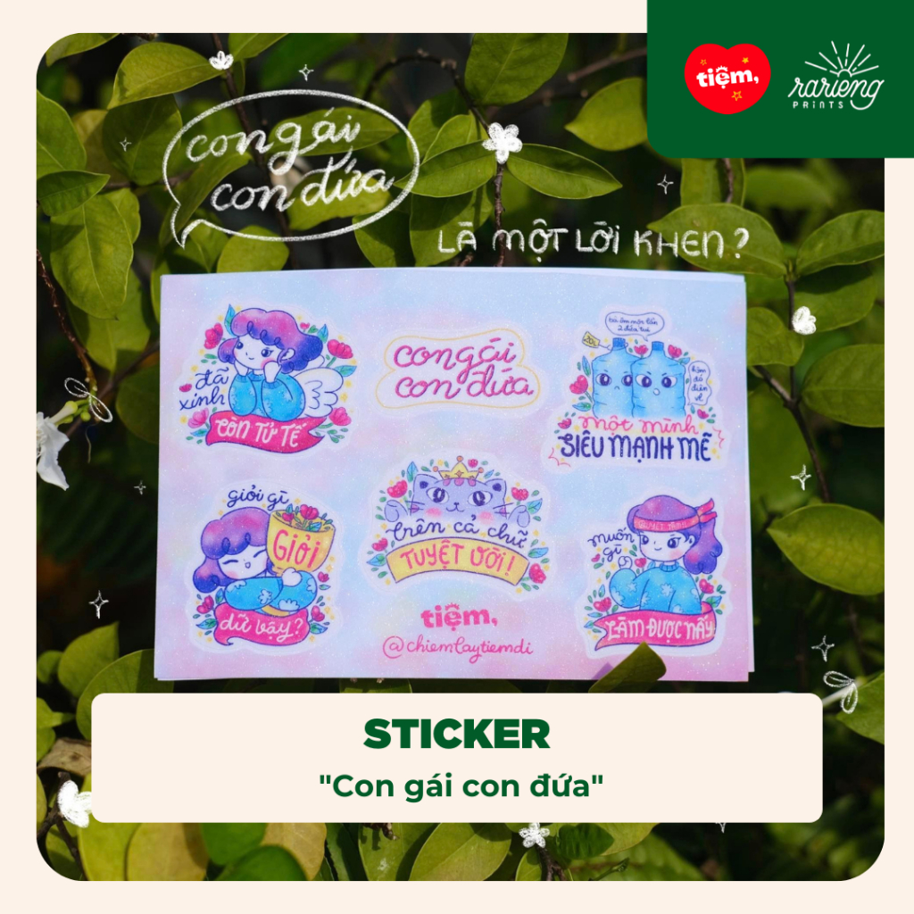 [ tiệm, ] Sticker "con gái con đứa"