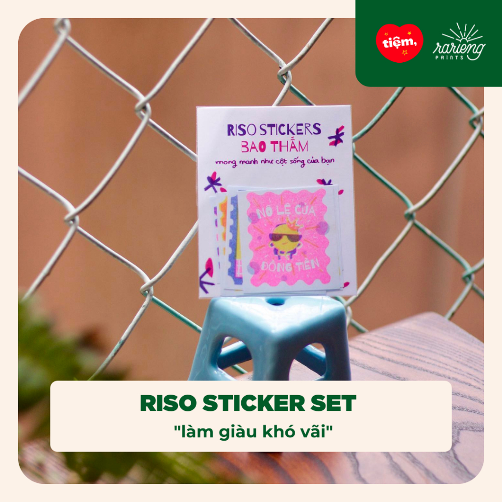 Riso sticker set - "Làm giàu khó vãi"