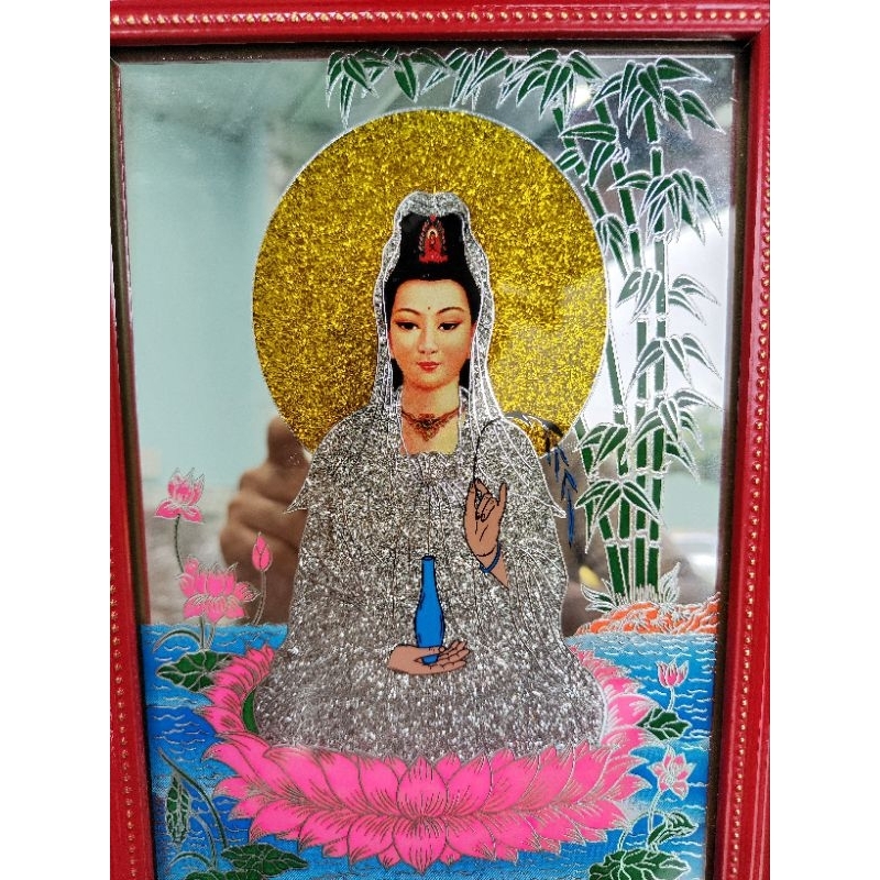Bài Vị Mẹ Quan Âm Kim Sa Mặt Kính Cao Cấp 21x28