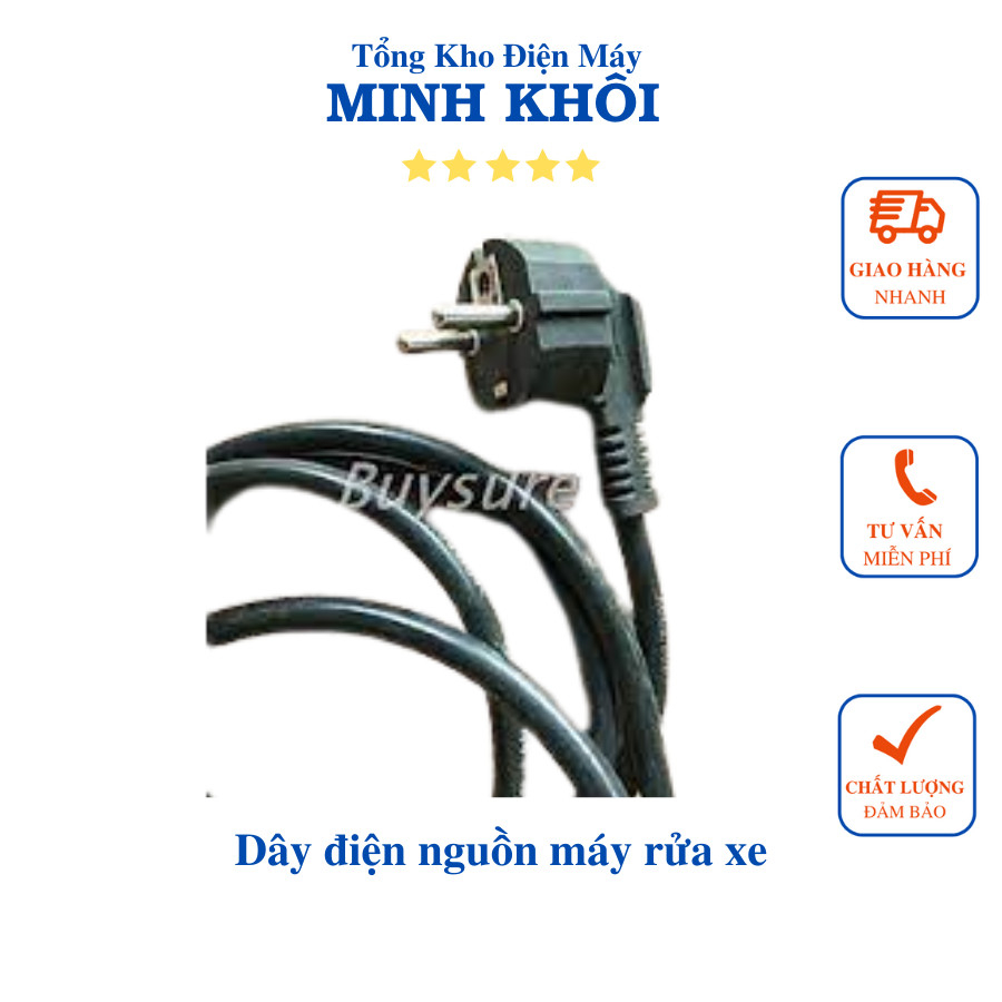 Dây điện nguồn máy rửa xe cao áp gia đình dài 1,8m