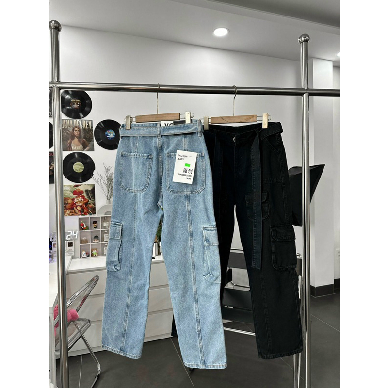 Quần jean baggy túi hộp phối dây xịn xò