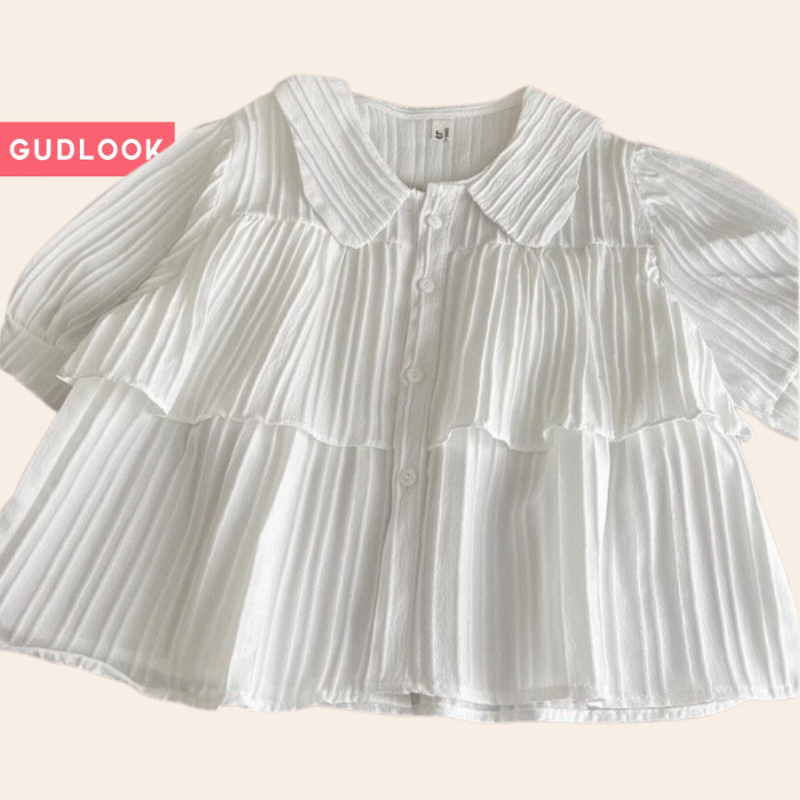 Áo Sơ Mi Babydoll GUDLOOK Cố Sen 2 Tầng Màu Pastel