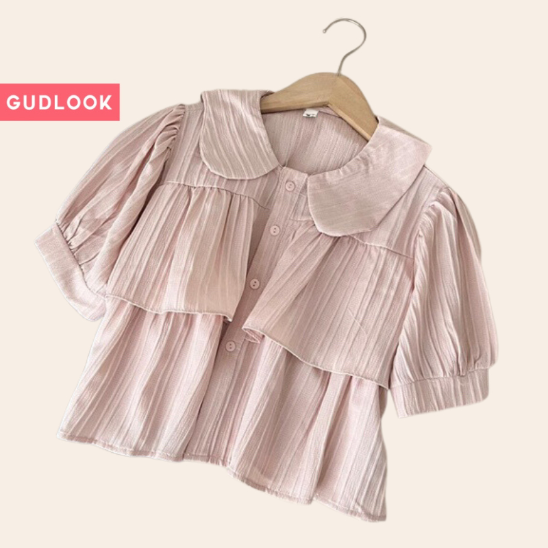 Áo Sơ Mi Babydoll GUDLOOK Cố Sen 2 Tầng Màu Pastel