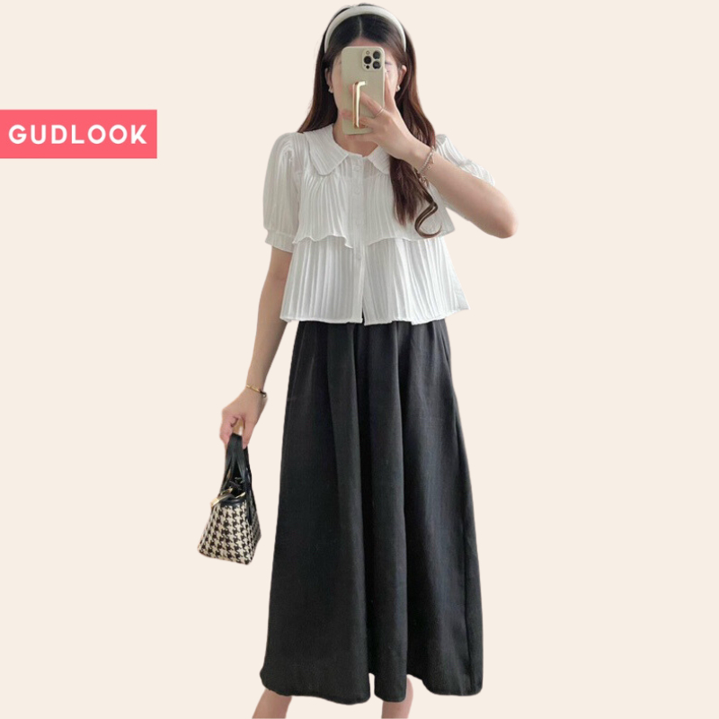 Áo Sơ Mi Babydoll GUDLOOK Cố Sen 2 Tầng Màu Pastel