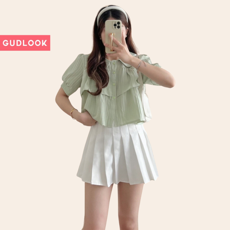 Áo Sơ Mi Babydoll GUDLOOK Cố Sen 2 Tầng Màu Pastel