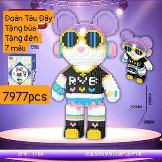 Xếp hình bearbrick DJ cỡ lớn 45cm TẶNG búa, Lego Bearbrick DJ - gấu DJ ngầu đẹp giá rẻ