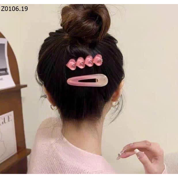 Set 19 món kẹp tóc hồng bé gái nhiều mẫu siêu xinh cho bé gái