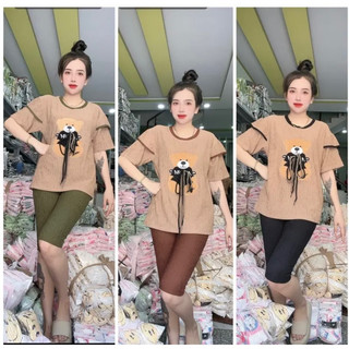 Sét đồ bộ ngố tay cánh tiên thêu gấu, đồ bộ ngố mặ nhà