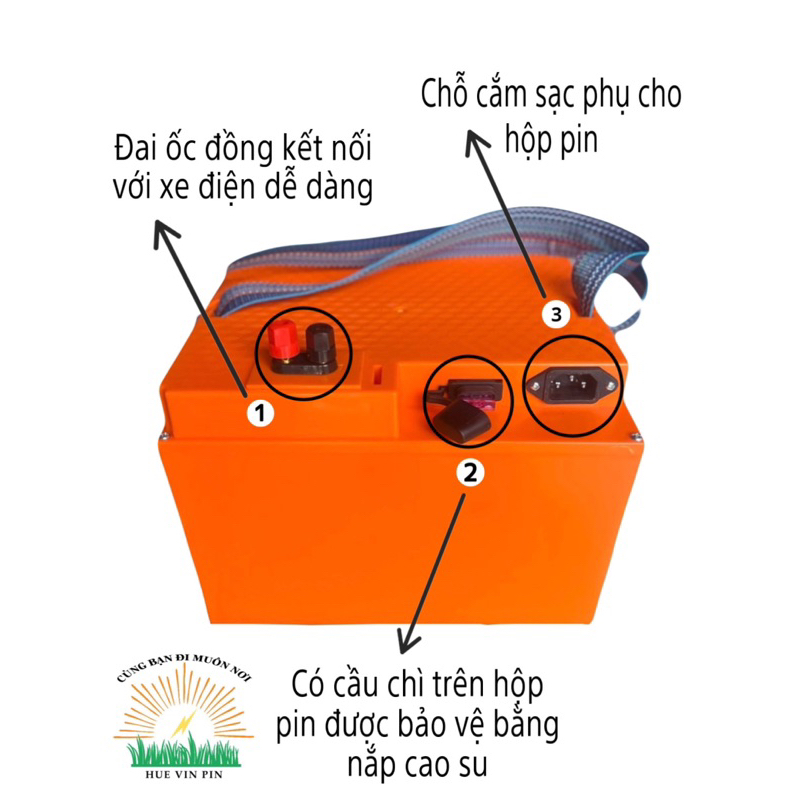 PIN LITHIUM PO4 60V-30AH Pin Xe Điện 5 bình