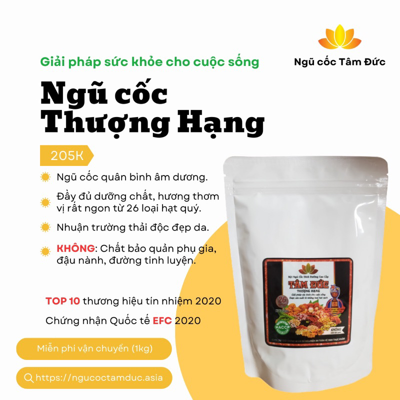 Ngũ Cốc Tâm Đức 26 Loại Hạt Thượng Hạng - Túi Zip 500gram- Organic