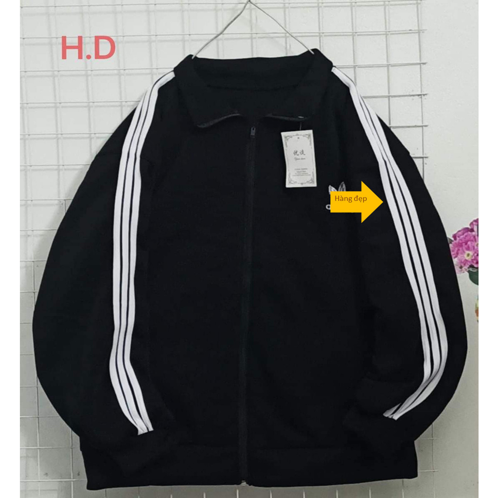 Áo khoác thể thao 3 sọc in chữ  thêu logo nam nữ mặc đẹp