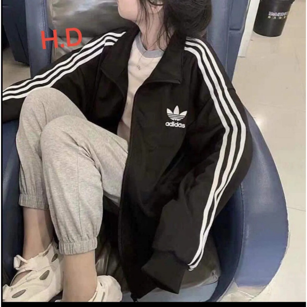 Áo khoác thể thao 3 sọc in chữ  thêu logo nam nữ mặc đẹp