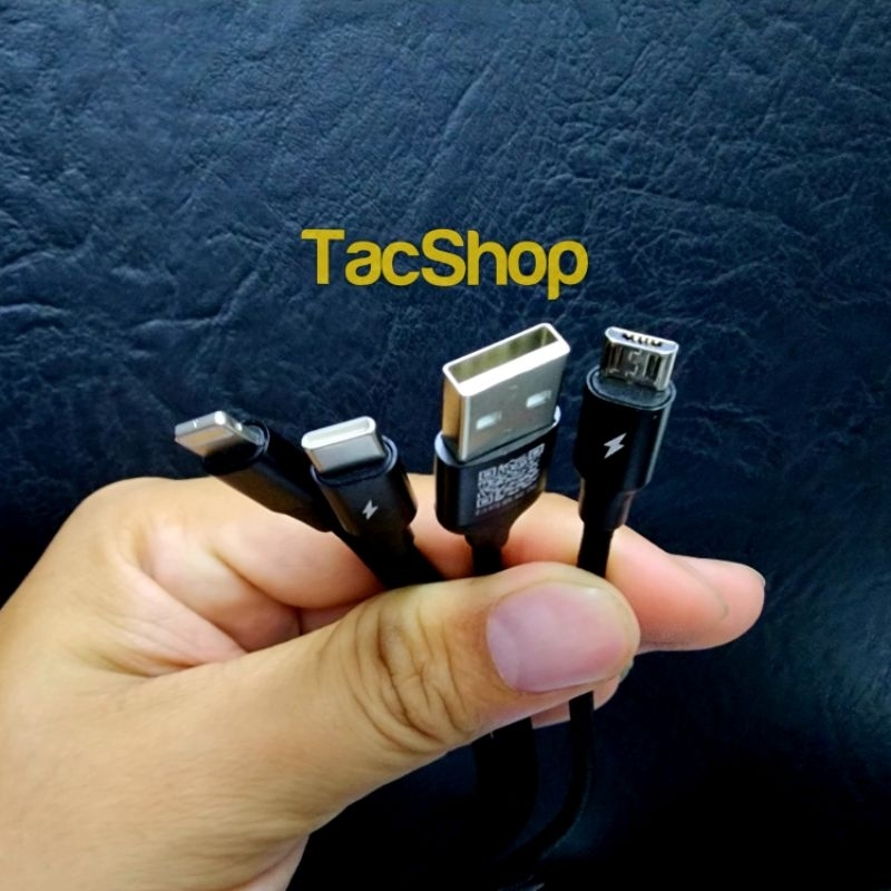 Cáp sạc dây dù sạc nhanh 3A 18W 3 đầu Pisen 1m2 AP06