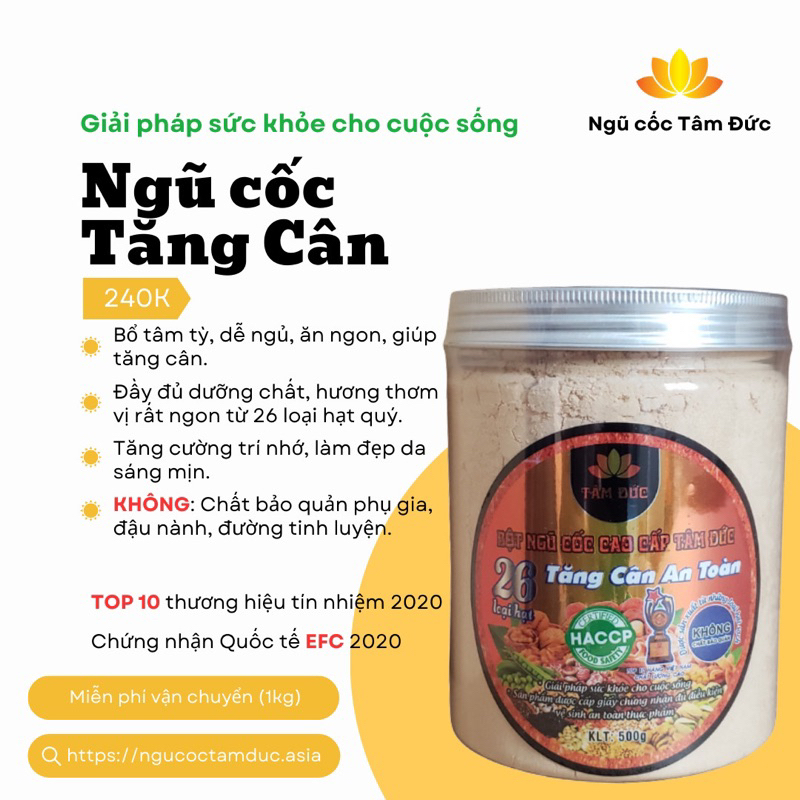 Ngũ Cốc Tâm Đức 26 Loại Hạt -Tăng Cân An Toàn- Gia Tăng Dinh Dưỡng loại hộp 500gram- Organic