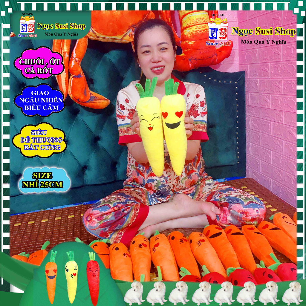 GẤU BÔNG HÌNH TRÁI CHUỐI TRÁI ỚT CÀ RỐT SIZE NHÍ 25CM SIÊU CƯNG NHA - GIAO NGẪU NHIÊN BIỂU CẢM