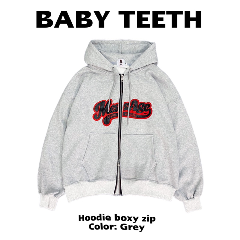 Áo Khoác hoodie boxy zip