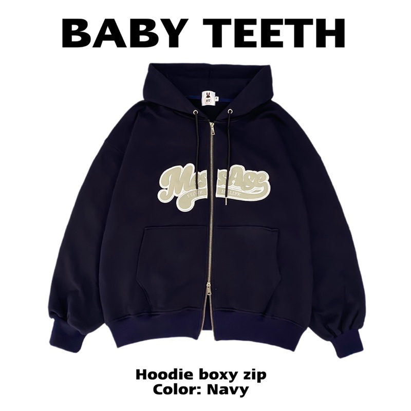 Áo Khoác hoodie boxy zip