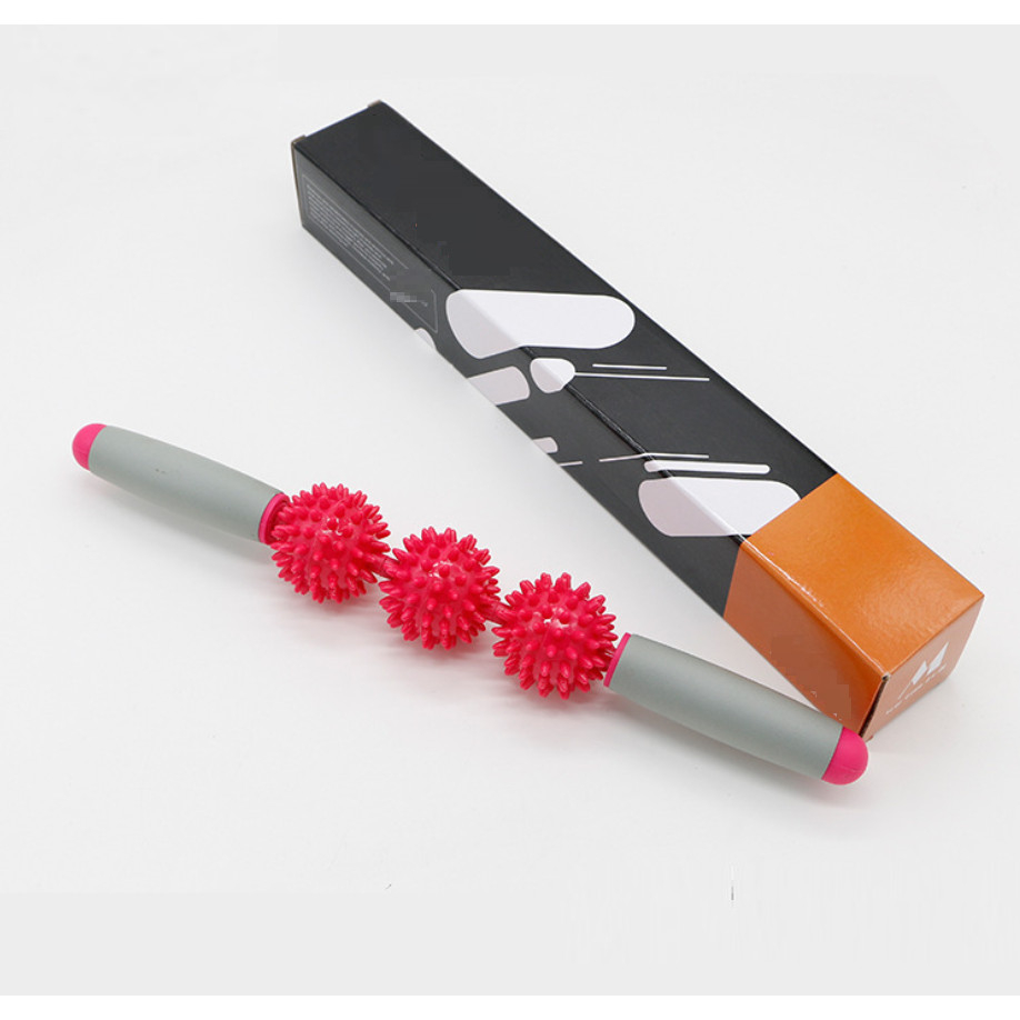 Thanh Lăn Massage Cơ Bắp 3 Bóng Roller Stick Tập Gym Yoga - Mã 1906-3