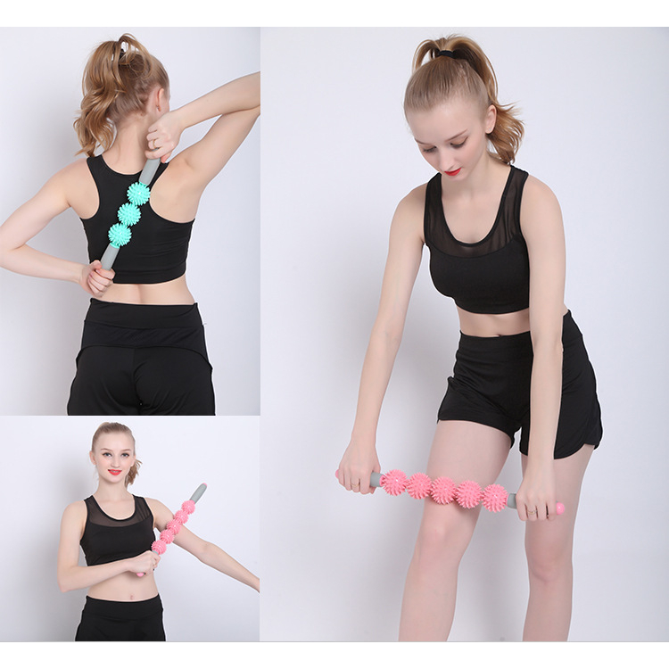 Thanh Lăn Massage Cơ Bắp 3 Bóng Roller Stick Tập Gym Yoga - Mã 1906-3