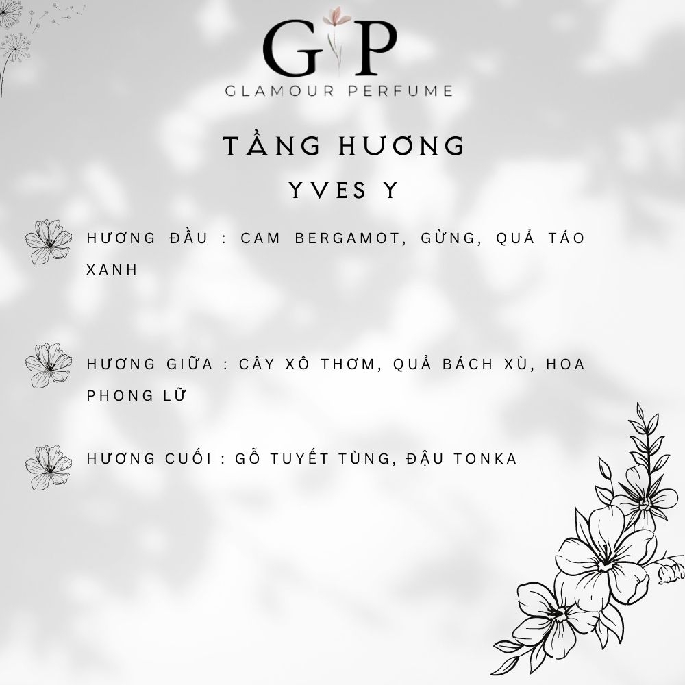 Nước hoa nam 10ml Glamour Perfume Yves Y Nam tính , lịch lãm , phong trần