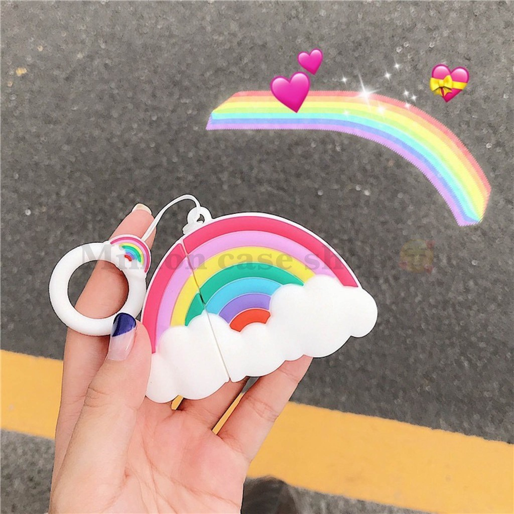 [Hàng loại 1] Ốp Airpods 1 và 2, tai nghe bluetooth i11,i12, i100, i9s... silicon 3D Rainbow cao cấp