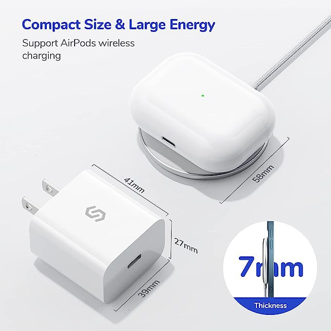 Đế Sạc Không Dây SYNCWIRE Công Suất 15W Có Tặng Kèm Củ Sạc 20W, Dây Bọc Dù Dài 1,5M. BH 12 Tháng