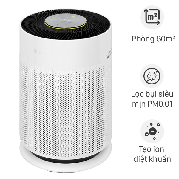 Máy Lọc Không Khí LG PURICARE 360 HIT AS60GHWG0, Công Nghệ Ionizer, Khử Khuẩn, Cho Phòng 60M2, Nhập Hàn, BH 12 Tháng