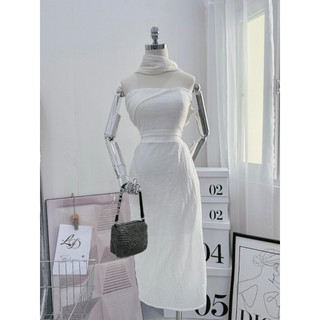 ĐẦM MIDI ỐNG CÚP CHÉO VAI