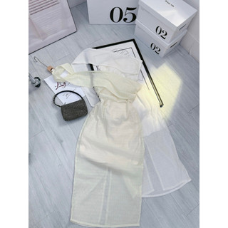 ĐẦM MIDI ỐNG CÚP CHÉO VAI