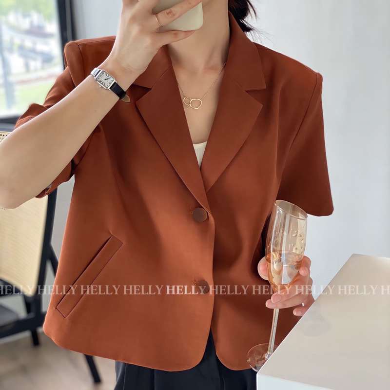 ÁO BLAZER NỮ CROPTOP TAY NGẮN HELLY SHOP | BigBuy360 - bigbuy360.vn