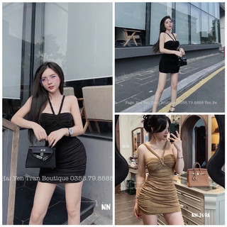 Váy body đan dây nhúm ngực dáng ngắn siêu xinh