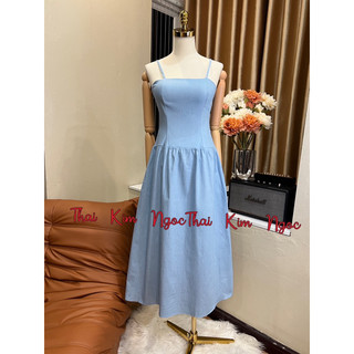 Đầm dáng dài maxi 2 dây denim