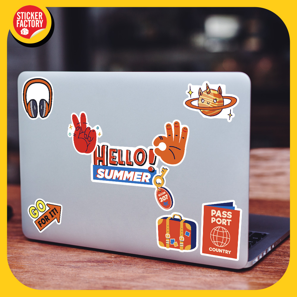 Orange - Set 100 sticker decal hình dán nón bảo hiểm, laptop, xe máy, ô tô - STICKER FACTORY