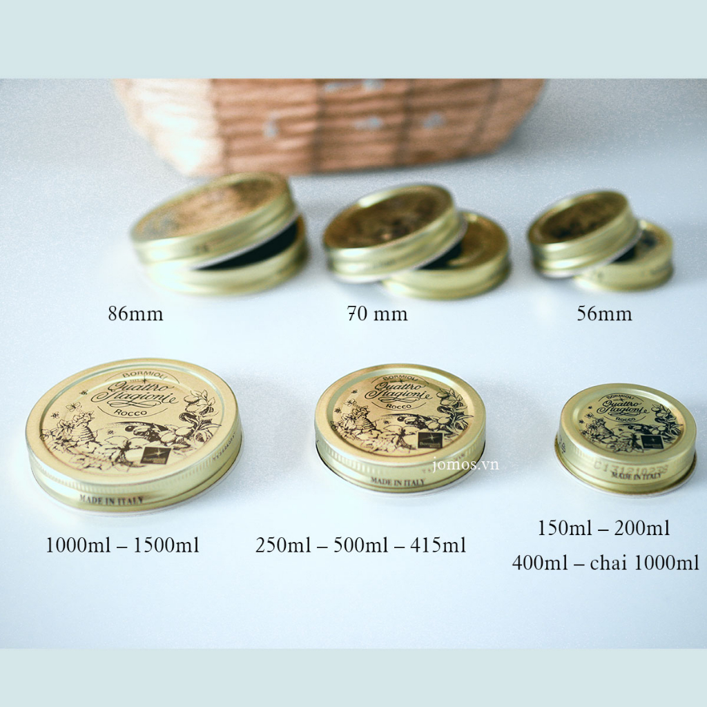 Nắp thay thế chai lọ thủy tinh Quattro Stagioni 3 size xuất xứ Ý