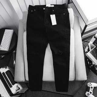 Quần jean dài nam đen trơn slim fit hàng xuất khẩu ống ôm nhẹ co giãn