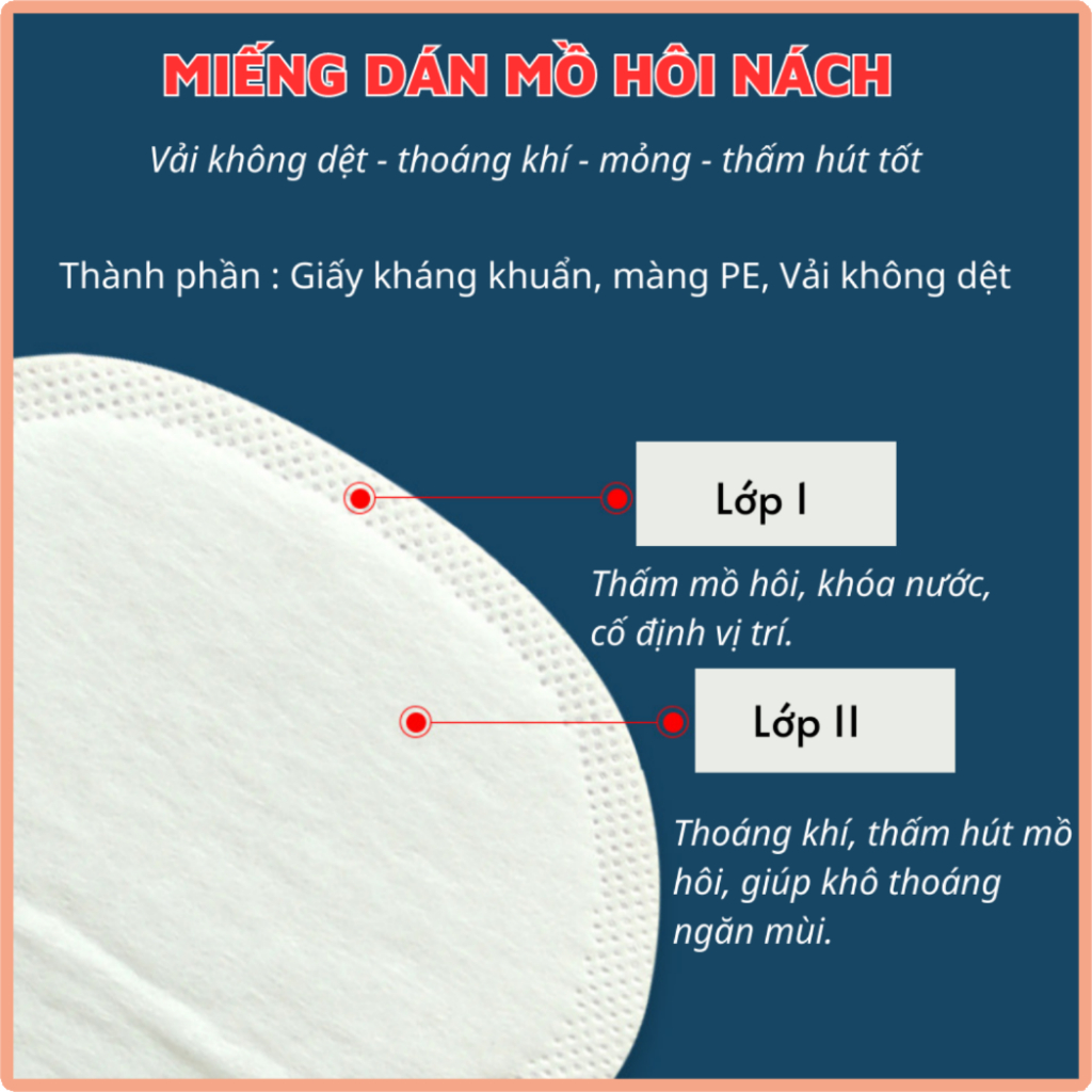 Miếng dán thấm mồ hôi nách khử mùi, siêu mỏng, khô thoáng. Hộp 20 miếng dán nách ngăn mồ hôi, giữ nách luôn khô thoáng.
