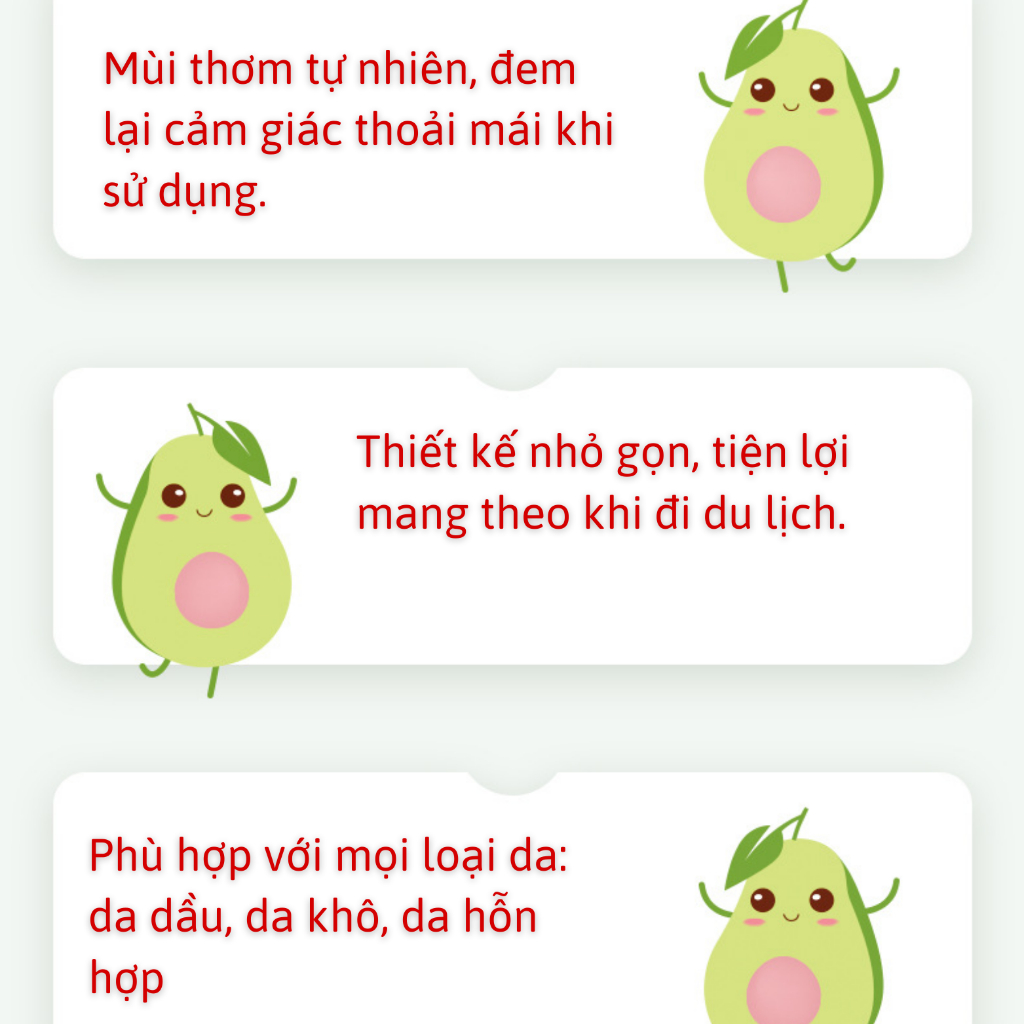 Khăn ướt tẩy trang chiết xuất bơ, nha đam và dưa chuột. Khăn ướt dịu nhẹ tẩy sạch lớp trang điểm an toàn tiện dụng