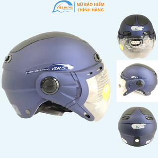 Mũ bảo hiểm nửa đầu có kính Siêu chất - GRS A102K Xanh nhám Line đen - Vòng đầu 54-57cm - Chính Hãng - Bảo Hành 12 Tháng