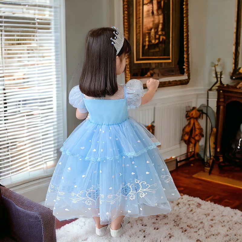 Đầm công chúa Elsa cho bé gái 3-10 tuổi váy kèm tà dài siêu dễ thương