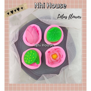Set 4 khuôn silicon Nhi House tạo hình hoa sen trôi nước