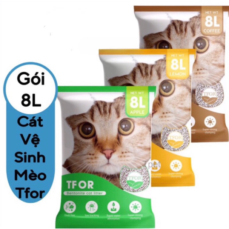 Cát tfor cát vệ sinh cho mèo khử mùi vón cục túi 8 lít