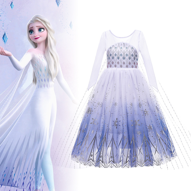 Váy Nữ hoàng Elsa kèm tà dài cho bé gái 3-11 tuổi - Mẫu mới Frozen 2